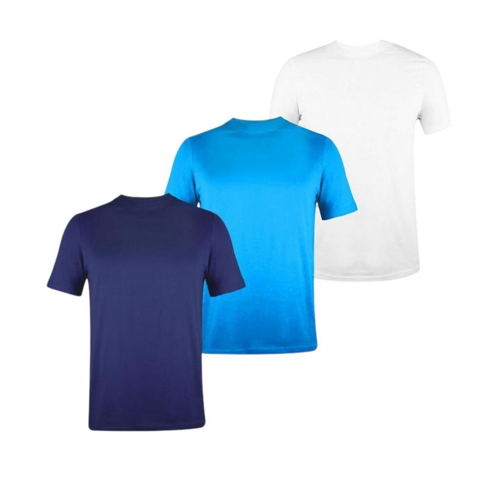 Donnay Mens Plain Crew Neck T-Shirt (Pack of 3) / White/Blue/Navy